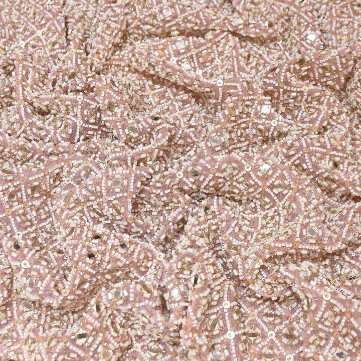 Crush Tissue Moti &  Sequins Embroidery Fabric | Elegant Designer Party Wear Fabric | V2749C-04