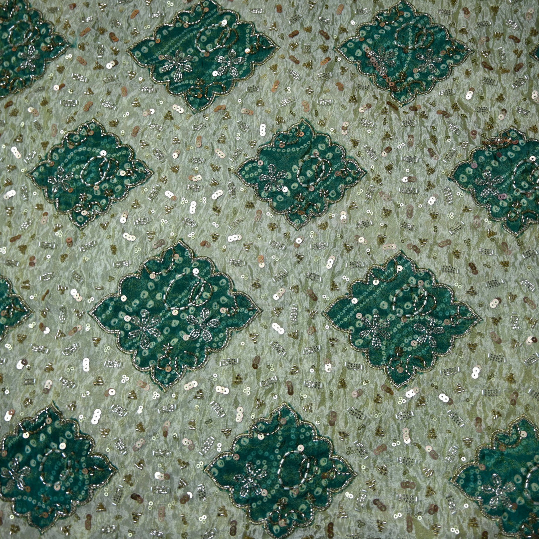 Dyeable Tissue Moti Sequins Embroidery Fabrics