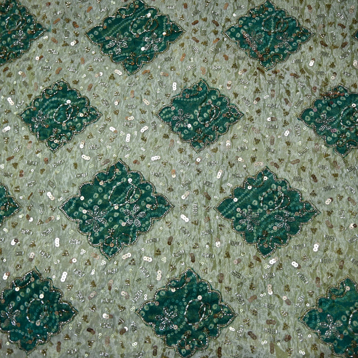 Dyeable Tissue Moti Sequins Embroidery Fabrics