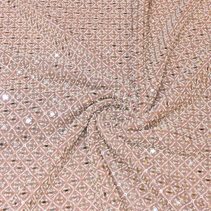Crush Tissue Moti &  Sequins Embroidery Fabric | Elegant Designer Party Wear Fabric | V2749C-04