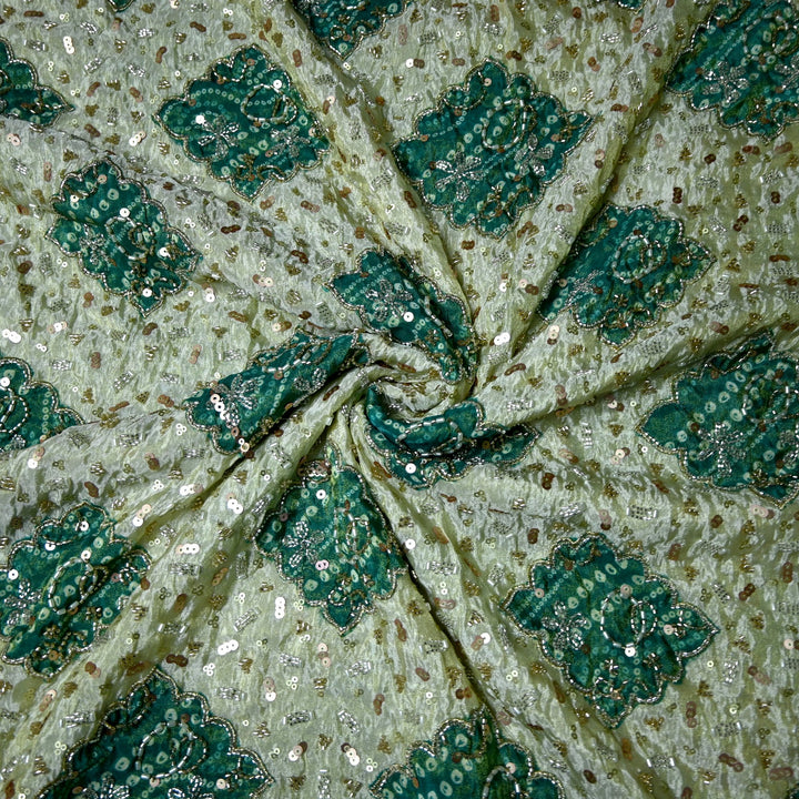 Dyeable Tissue Moti Sequins Embroidery Fabrics