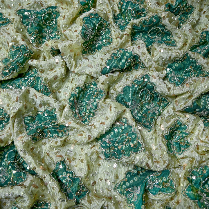 Dyeable Tissue Moti Sequins Embroidery Fabrics