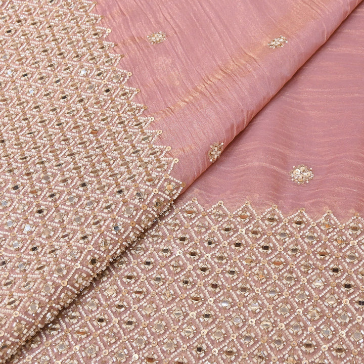 Crush Tissue Moti &  Sequins Embroidery Fabric | Elegant Designer Party Wear Fabric | V2750C-04