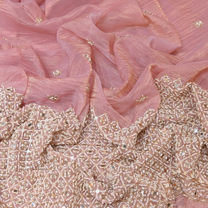 Crush Tissue Moti &  Sequins Embroidery Fabric | Elegant Designer Party Wear Fabric | V2750C-04