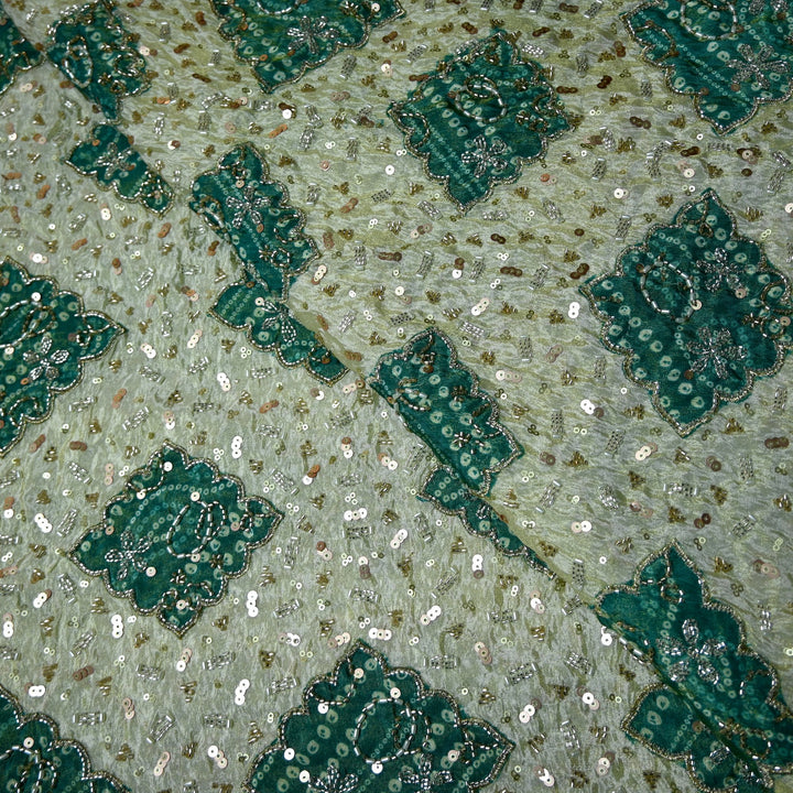 Dyeable Tissue Moti Sequins Embroidery Fabrics