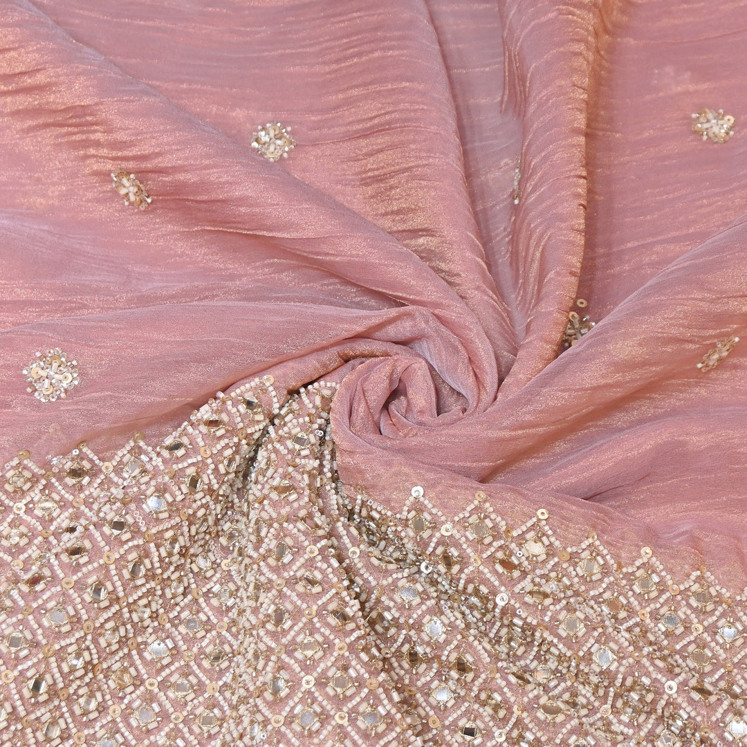 Crush Tissue Moti &  Sequins Embroidery Fabric | Elegant Designer Party Wear Fabric | V2750C-04