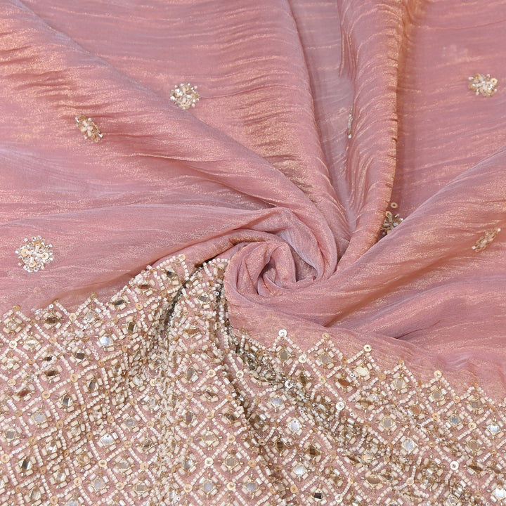 Crush Tissue Moti &  Sequins Embroidery Fabric | Elegant Designer Party Wear Fabric | V2750C-04