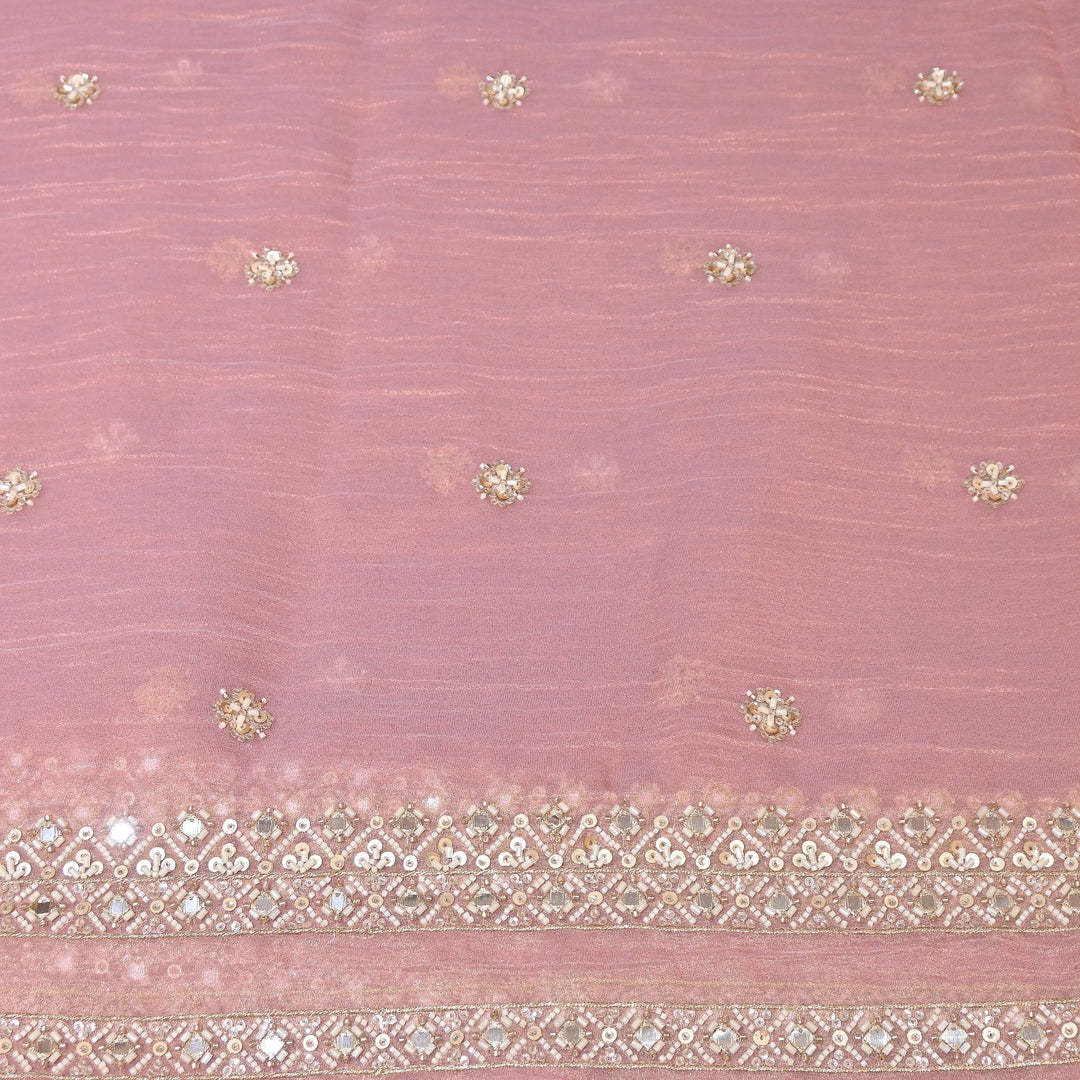 Crush Tissue Moti &  Sequins Embroidery Dupatta Fabric | Elegant Designer Party Wear Fabric | V2751C-04