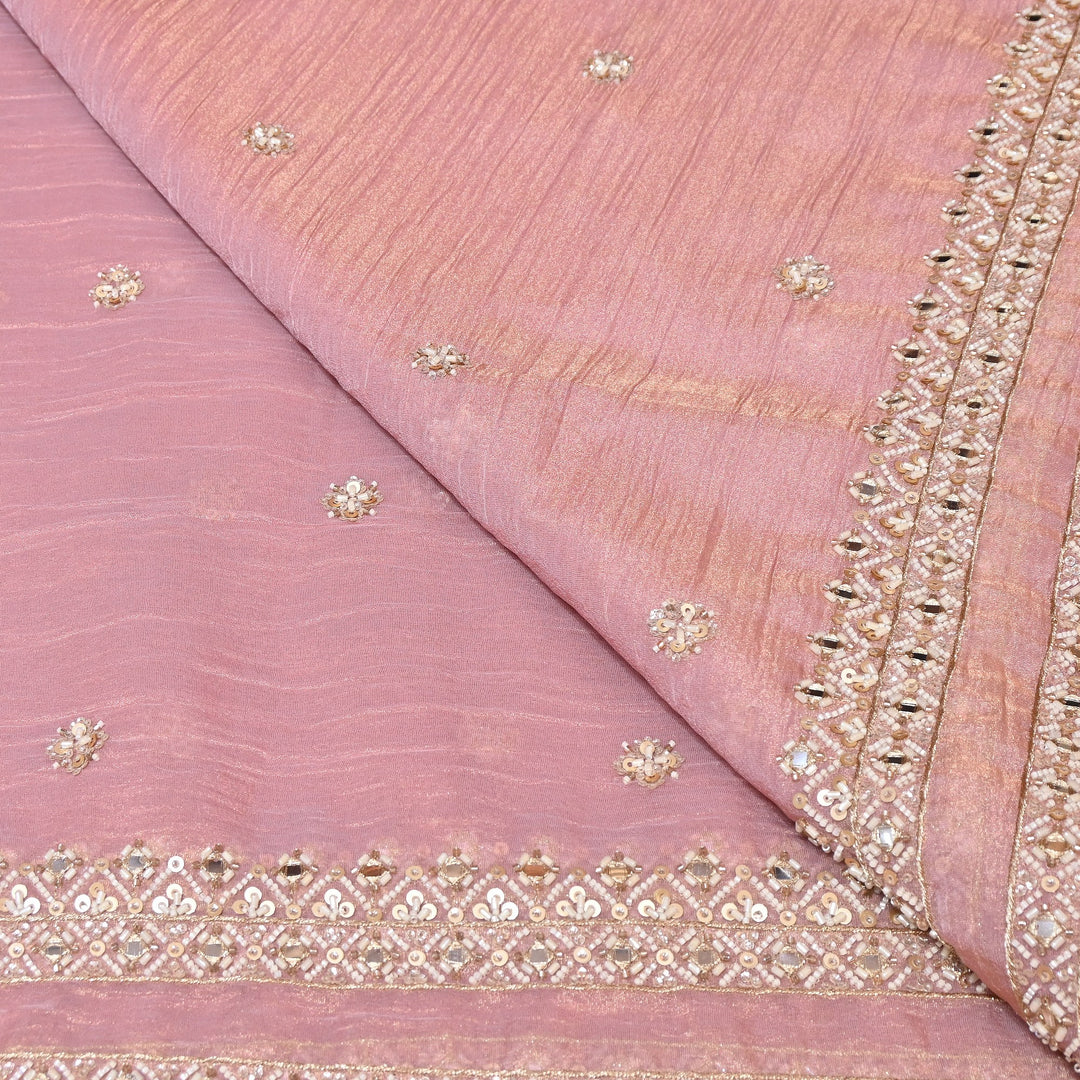 Crush Tissue Moti &  Sequins Embroidery Dupatta Fabric | Elegant Designer Party Wear Fabric | V2751C-04