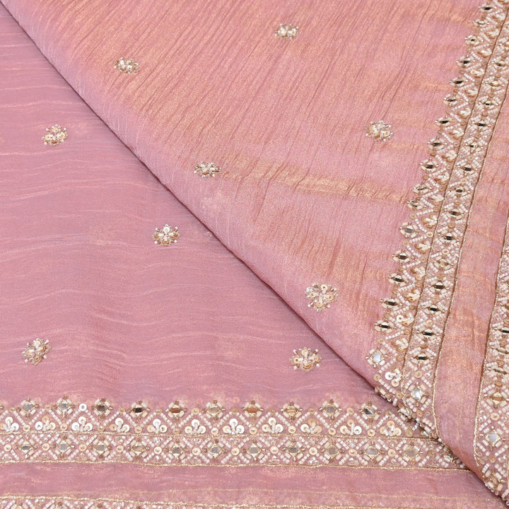 Crush Tissue Moti &  Sequins Embroidery Dupatta Fabric | Elegant Designer Party Wear Fabric | V2751C-04