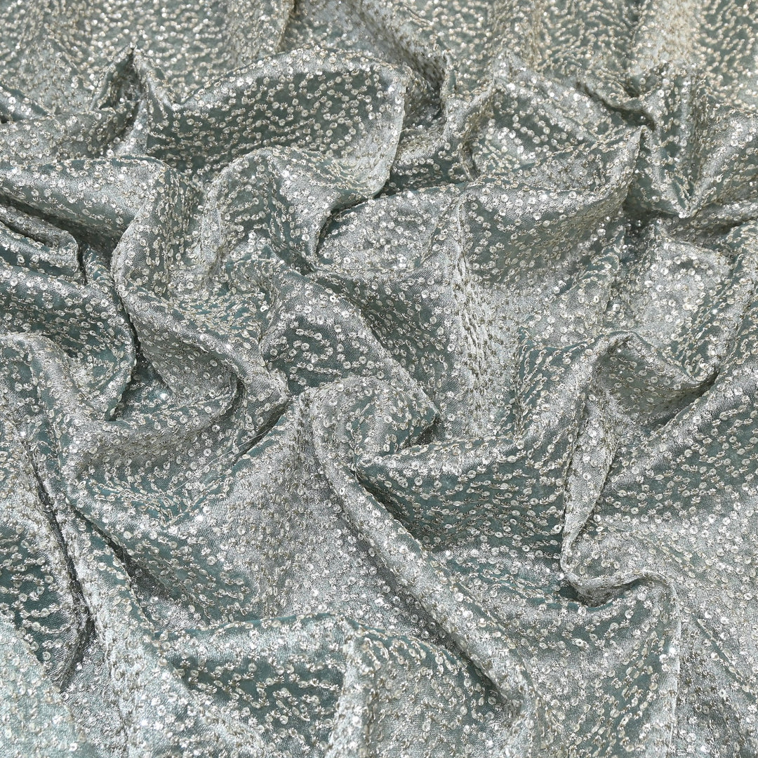 Premium Tissue Zari & Sequins Embroidery Fabric – Premium Designer Tissue Fabric V2644C-3