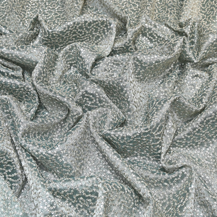 Premium Tissue Zari & Sequins Embroidery Fabric – Premium Designer Tissue Fabric V2644C-3