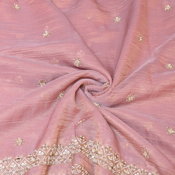 Crush Tissue Moti &  Sequins Embroidery Dupatta Fabric | Elegant Designer Party Wear Fabric | V2751C-04