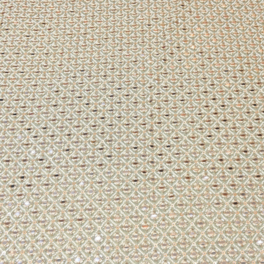 Crush Tissue Moti &  Sequins Embroidery Fabric | Elegant Designer Party Wear Fabric | V2749C-05