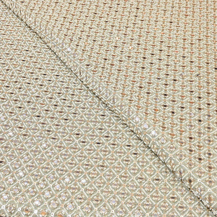 Crush Tissue Moti &  Sequins Embroidery Fabric | Elegant Designer Party Wear Fabric | V2749C-05