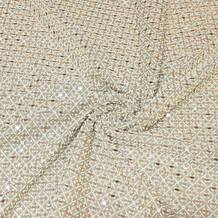 Crush Tissue Moti &  Sequins Embroidery Fabric | Elegant Designer Party Wear Fabric | V2749C-05