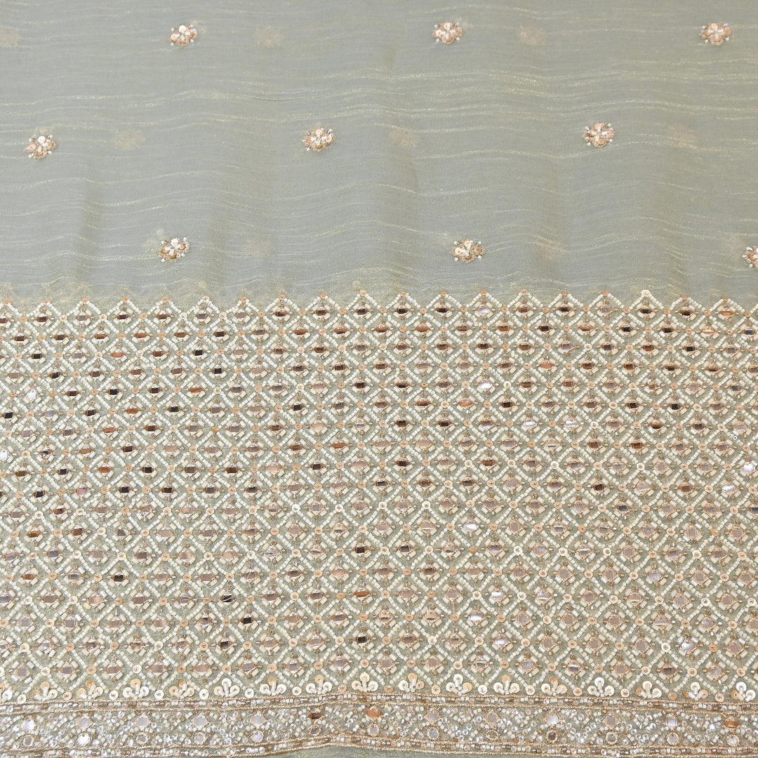 Crush Tissue Moti &  Sequins Embroidery Fabric | Elegant Designer Party Wear Fabric | V2750C-05