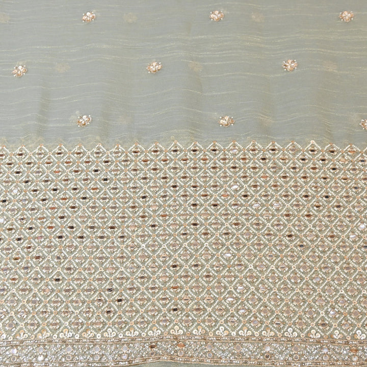 Crush Tissue Moti &  Sequins Embroidery Fabric | Elegant Designer Party Wear Fabric | V2750C-05