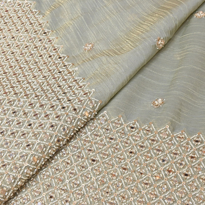 Crush Tissue Moti &  Sequins Embroidery Fabric | Elegant Designer Party Wear Fabric | V2750C-05