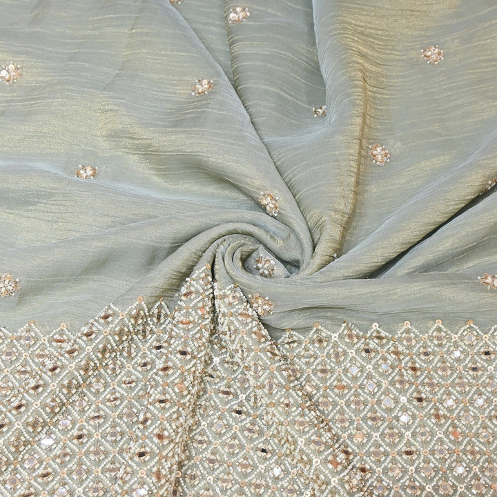 Crush Tissue Moti &  Sequins Embroidery Fabric | Elegant Designer Party Wear Fabric | V2750C-05
