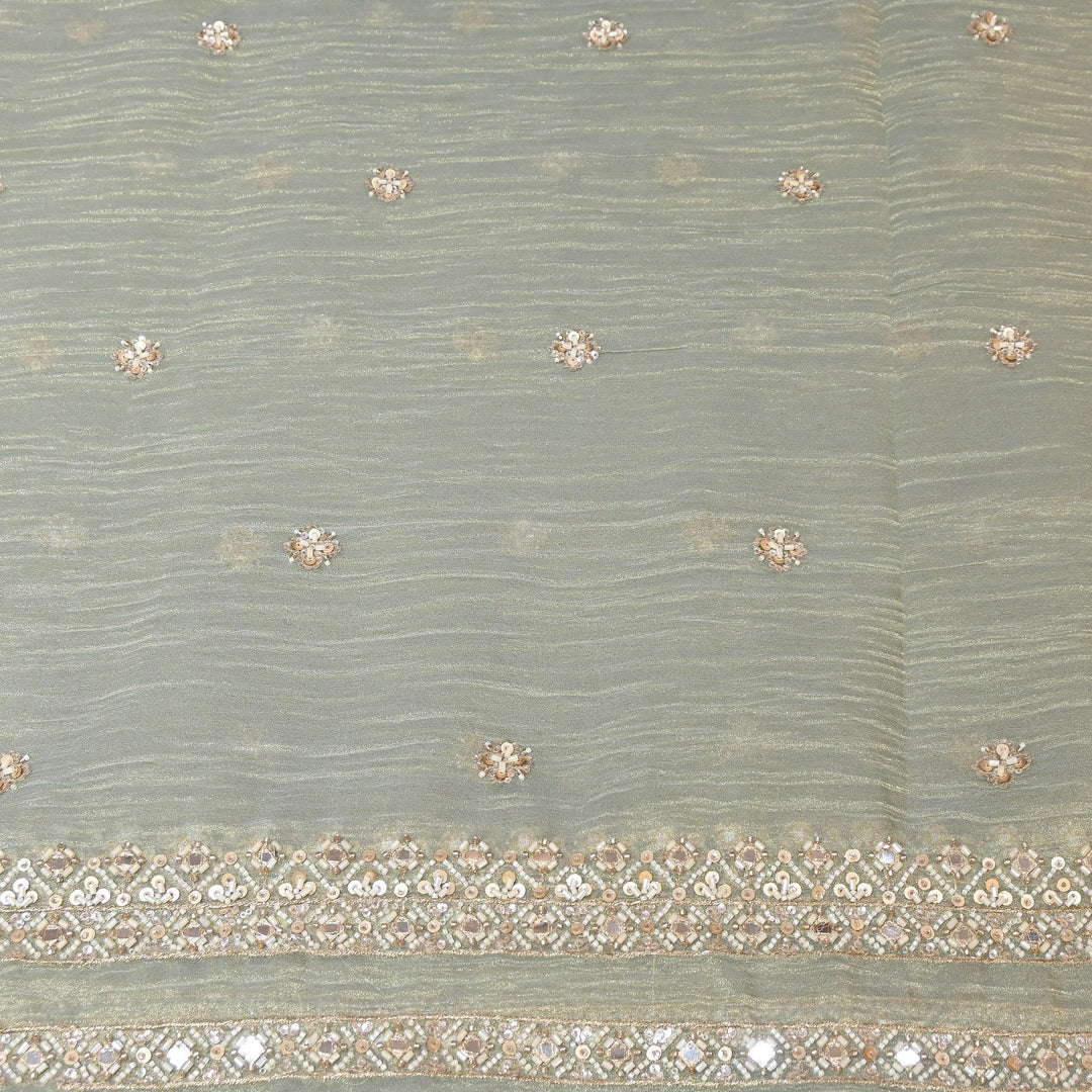 Crush Tissue Moti &  Sequins Embroidery Dupatta Fabric | Elegant Designer Party Wear Fabric | V2751C-05