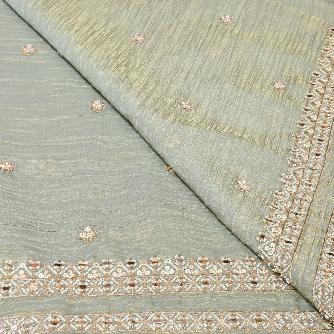 Crush Tissue Moti &  Sequins Embroidery Dupatta Fabric | Elegant Designer Party Wear Fabric | V2751C-05