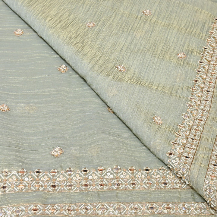 Crush Tissue Moti &  Sequins Embroidery Dupatta Fabric | Elegant Designer Party Wear Fabric | V2751C-05