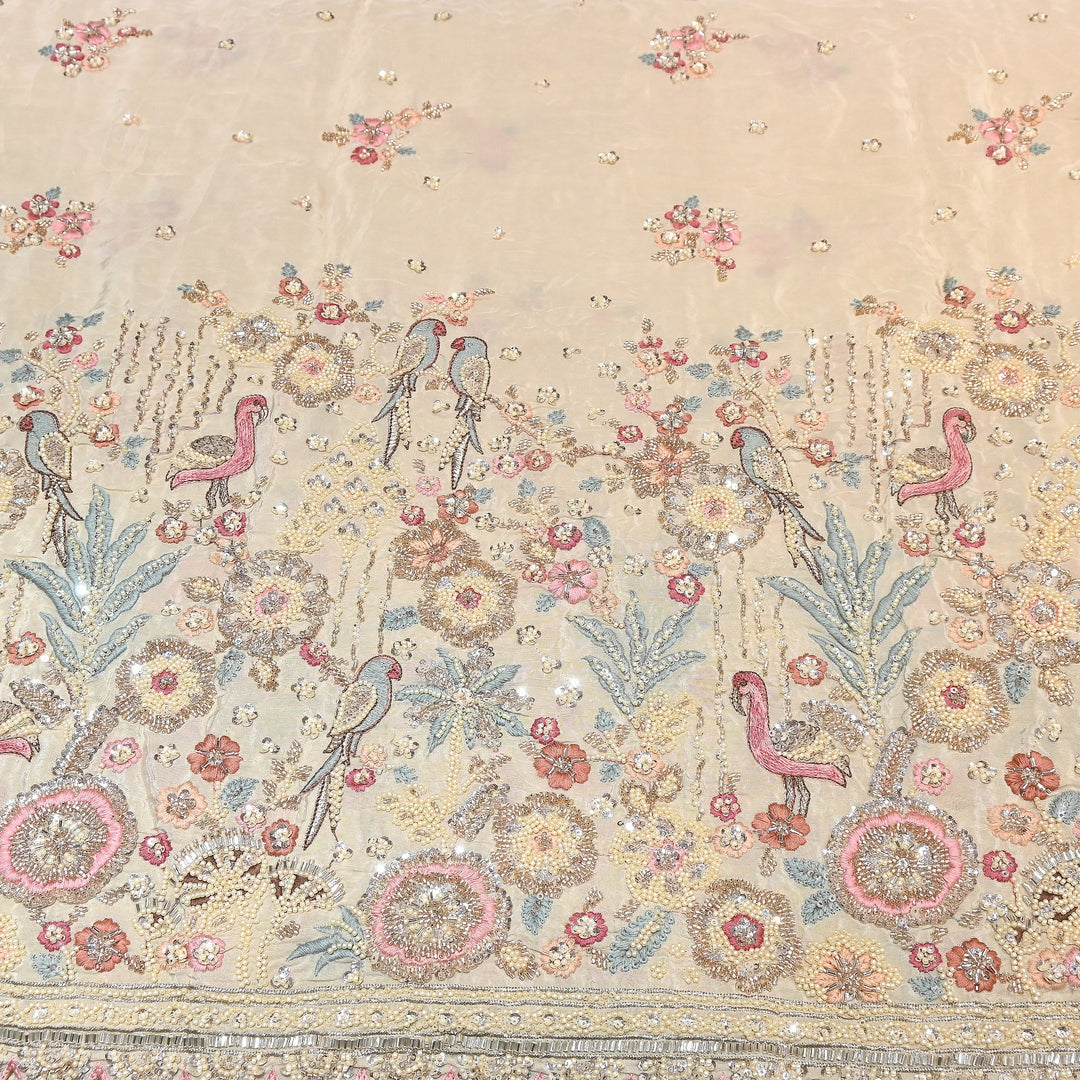 Premium Crepe Moti & Sequence Embroidery Fabric | Designer Fabric - V2651C-1