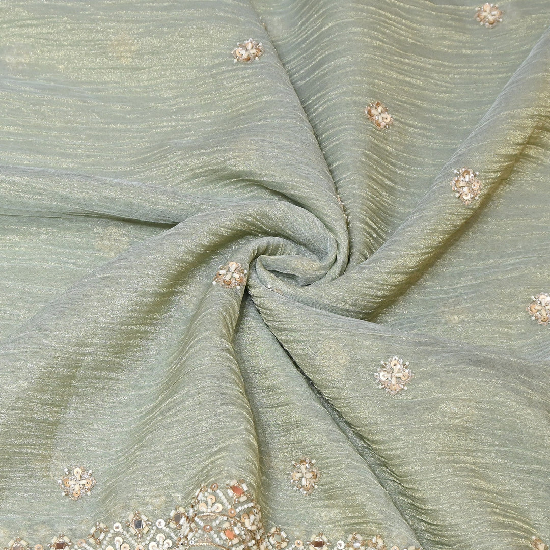 Crush Tissue Moti &  Sequins Embroidery Dupatta Fabric | Elegant Designer Party Wear Fabric | V2751C-05