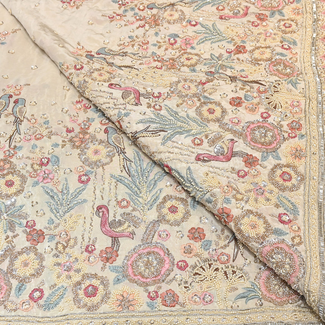 Premium Crepe Moti & Sequence Embroidery Fabric | Designer Fabric - V2651C-1