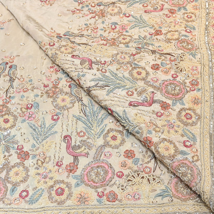 Premium Crepe Moti & Sequence Embroidery Fabric | Designer Fabric - V2651C-1