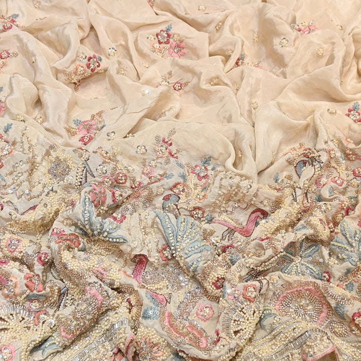 Premium Crepe Moti & Sequence Embroidery Fabric | Designer Fabric - V2651C-1