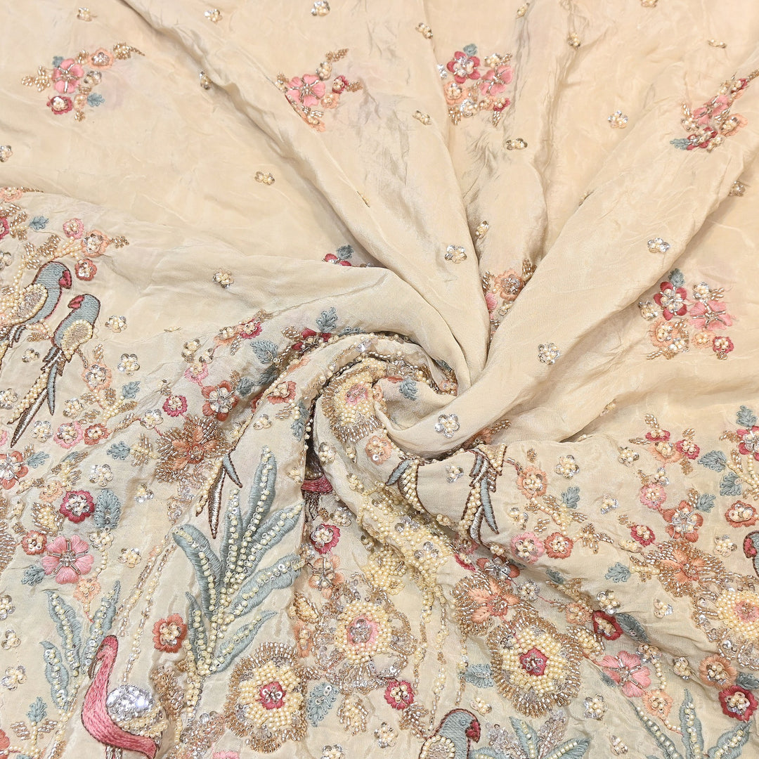 Premium Crepe Moti & Sequence Embroidery Fabric | Designer Fabric - V2651C-1
