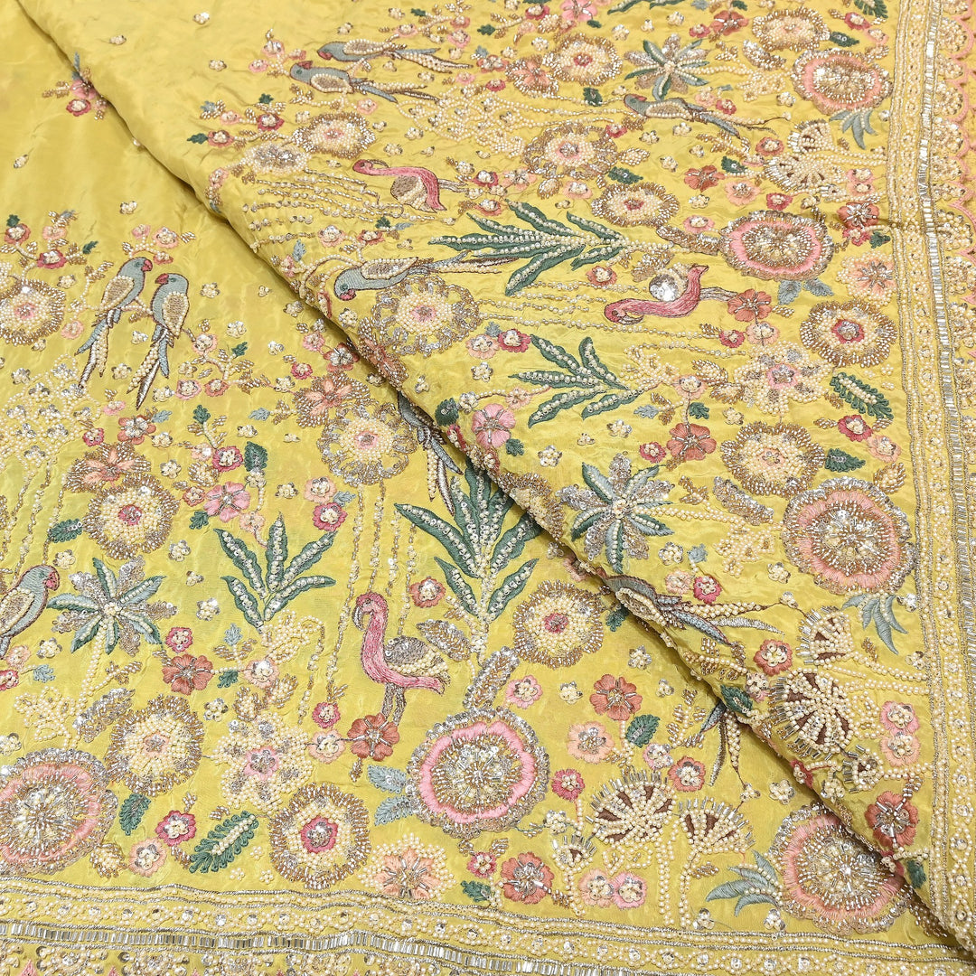 Premium Crepe Moti & Sequence Embroidery Fabric | Designer Fabric - V2651C-2