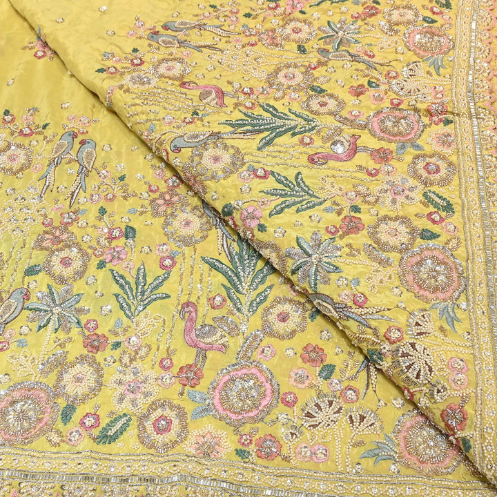 Premium Crepe Moti & Sequence Embroidery Fabric | Designer Fabric - V2651C-2