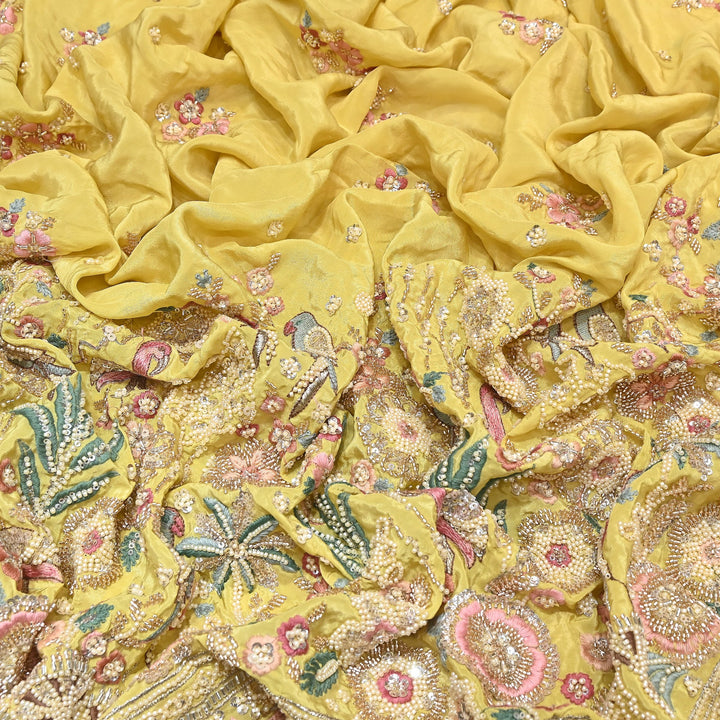 Premium Crepe Moti & Sequence Embroidery Fabric | Designer Fabric - V2651C-2