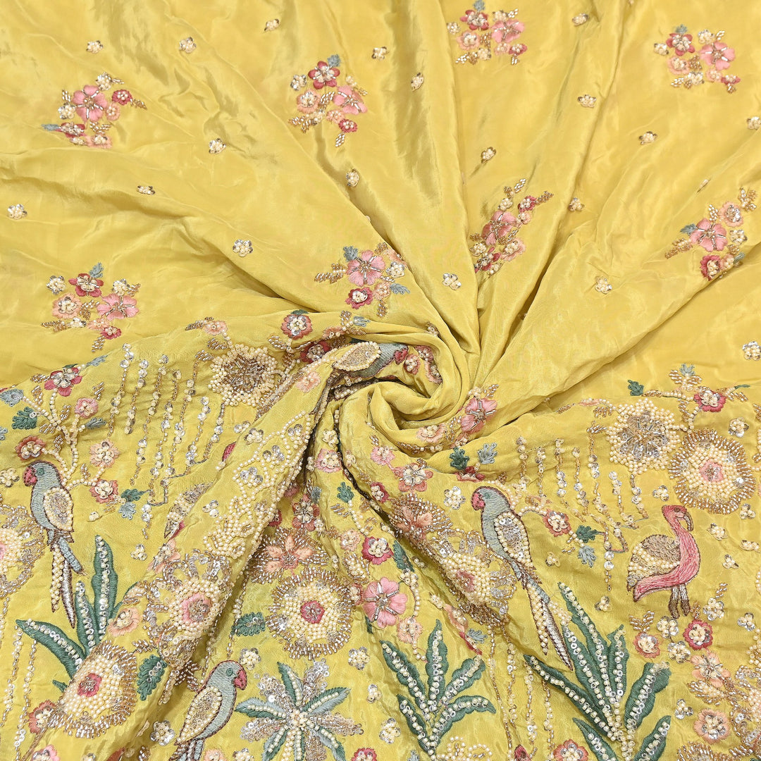 Premium Crepe Moti & Sequence Embroidery Fabric | Designer Fabric - V2651C-2