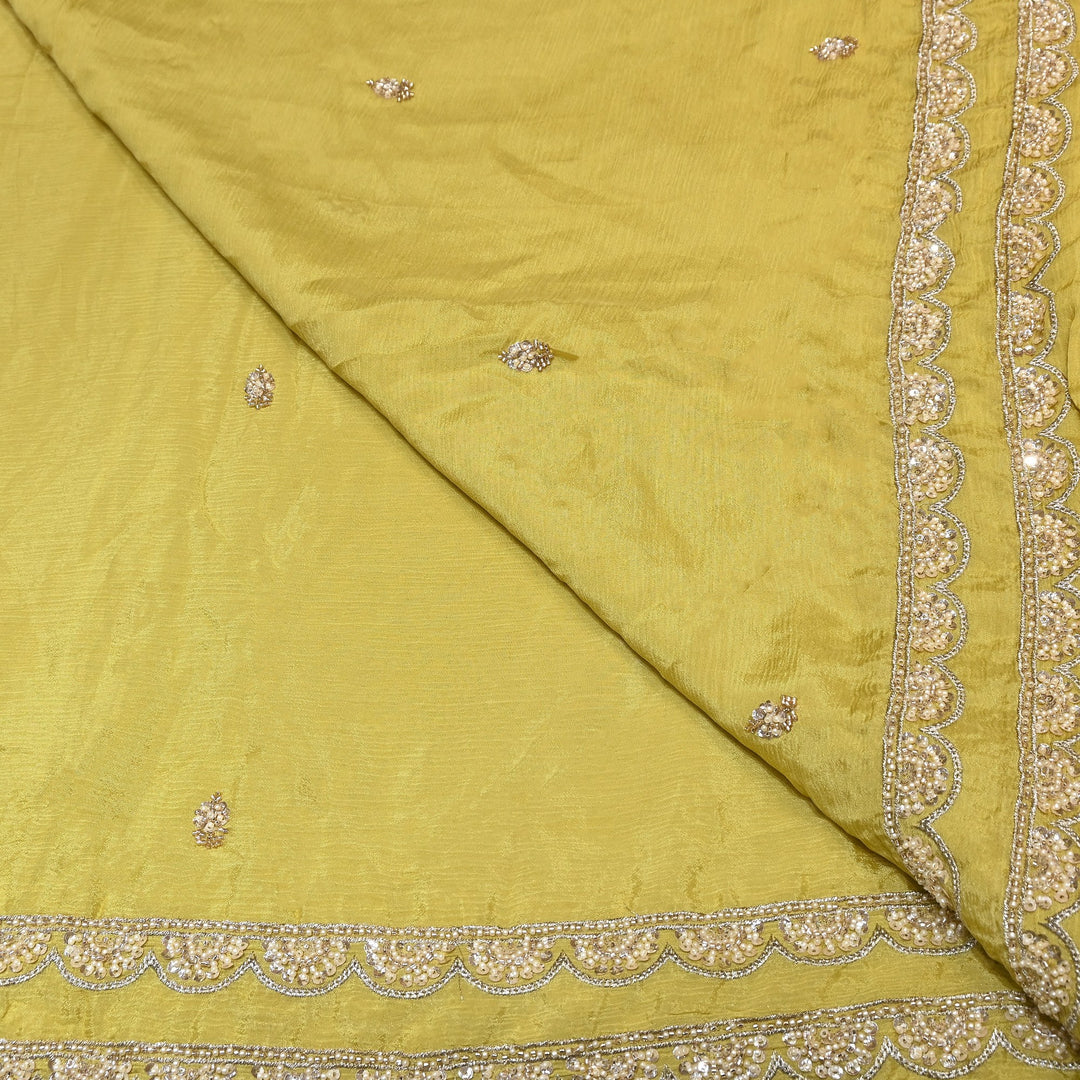 Chinon Moti & Sequence Embroidery Fabric | Designer Fabric - V2652C-2