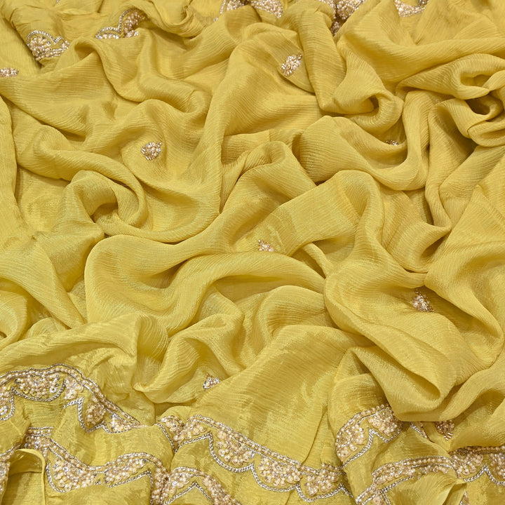 Chinon Moti & Sequence Embroidery Fabric | Designer Fabric - V2652C-2