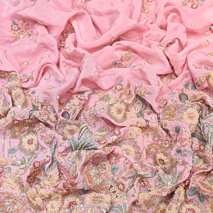 Premium Crepe Moti & Sequence Embroidery Fabric | Designer Fabric - V2651C-3