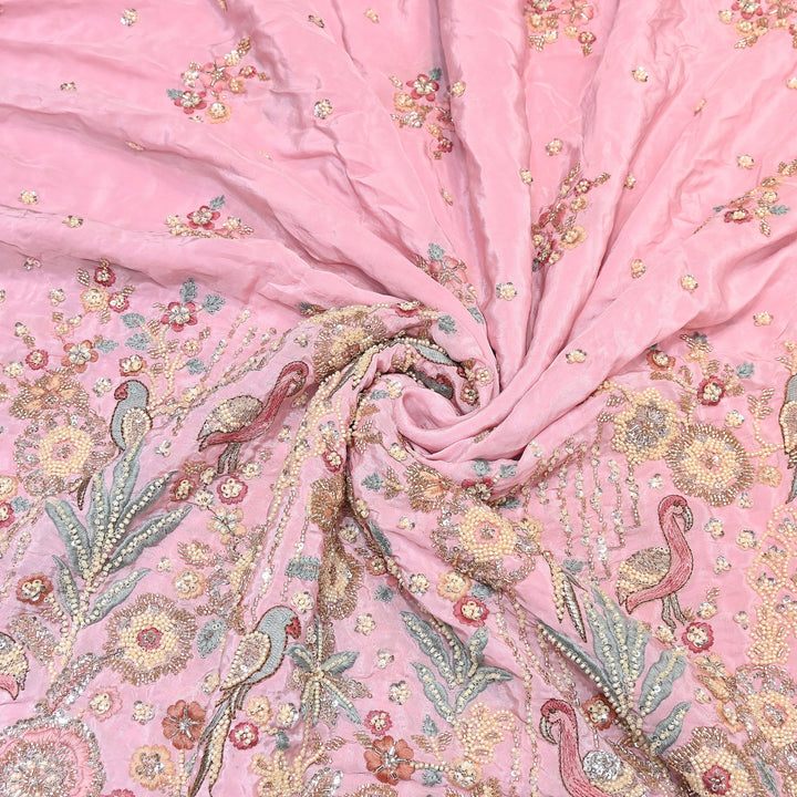 Premium Crepe Moti & Sequence Embroidery Fabric | Designer Fabric - V2651C-3