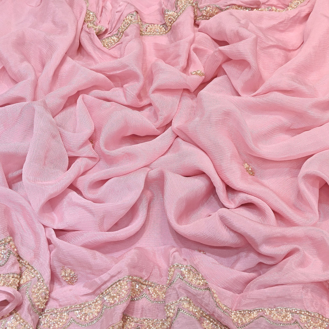 Chinon Moti & Sequence Embroidery Fabric | Designer Fabric - V2652C-3