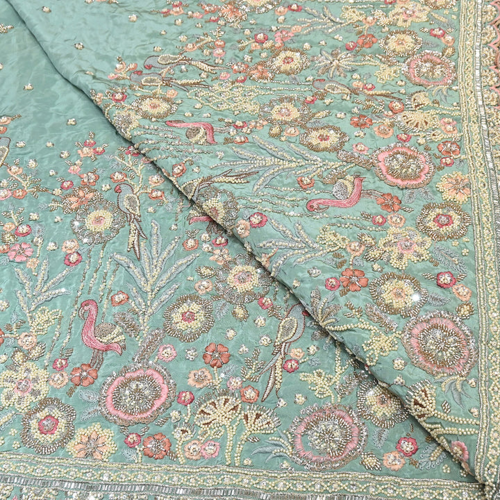 Premium Crepe Moti & Sequence Embroidery Fabric | Designer Fabric - V2651C-4