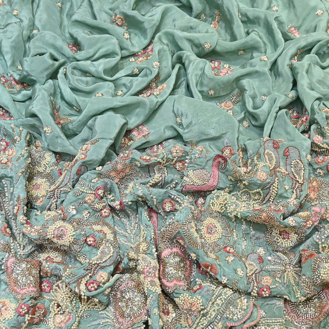 Premium Crepe Moti & Sequence Embroidery Fabric | Designer Fabric - V2651C-4