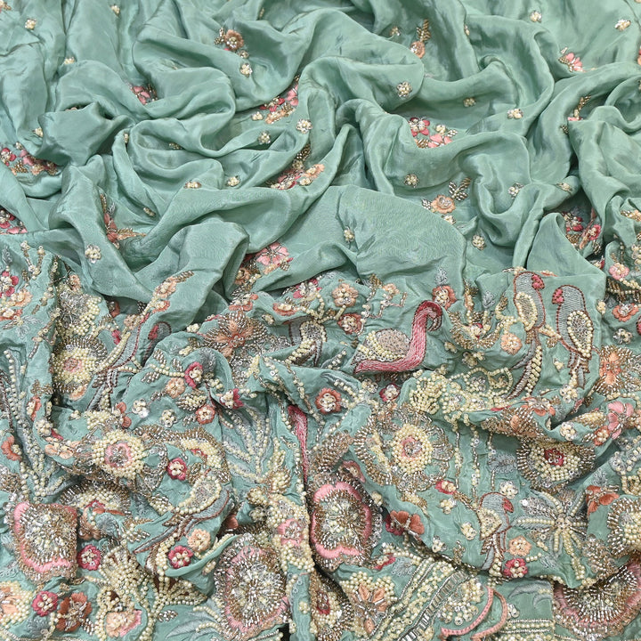 Premium Crepe Moti & Sequence Embroidery Fabric | Designer Fabric - V2651C-4