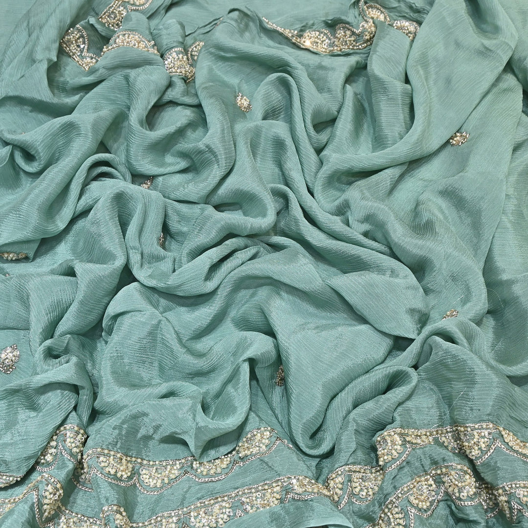Chinon Moti & Sequence Embroidery Fabric | Designer Fabric - V2652C-4