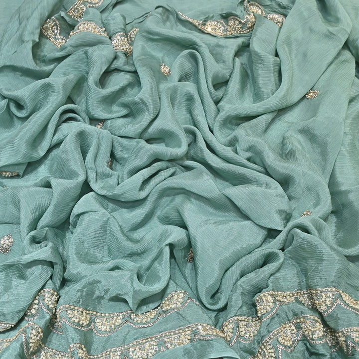 Chinon Moti & Sequence Embroidery Fabric | Designer Fabric - V2652C-4