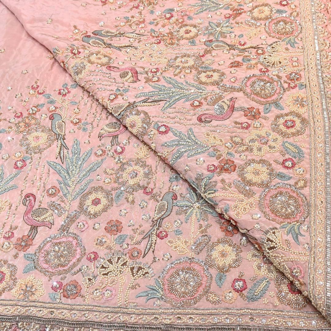 Premium Crepe Moti & Sequence Embroidery Fabric | Designer Fabric - V2651C-5