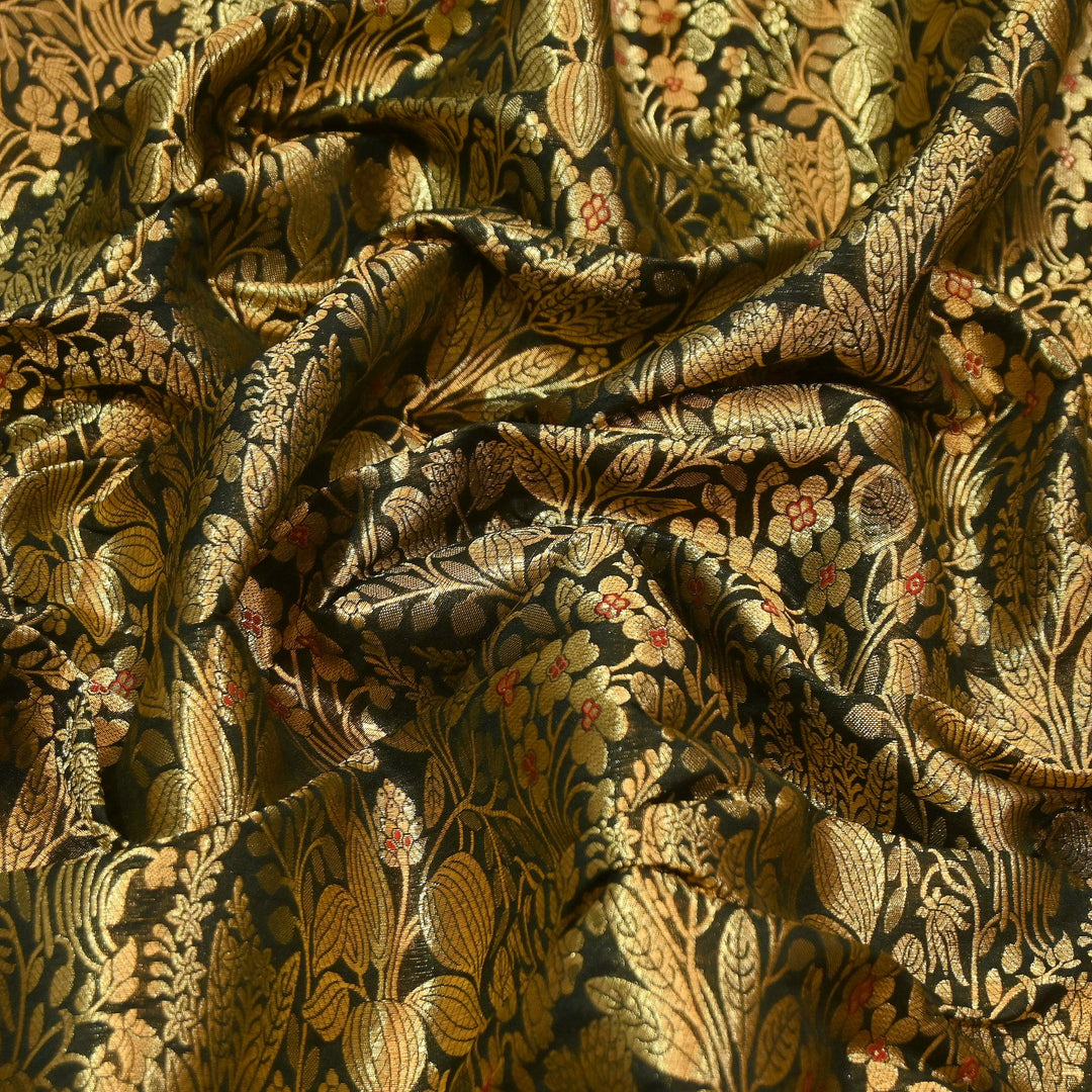 Paudi Mina Jaal Brocade Fabric – Traditional Designer Banarasi-Style Brocade | HSO240-2