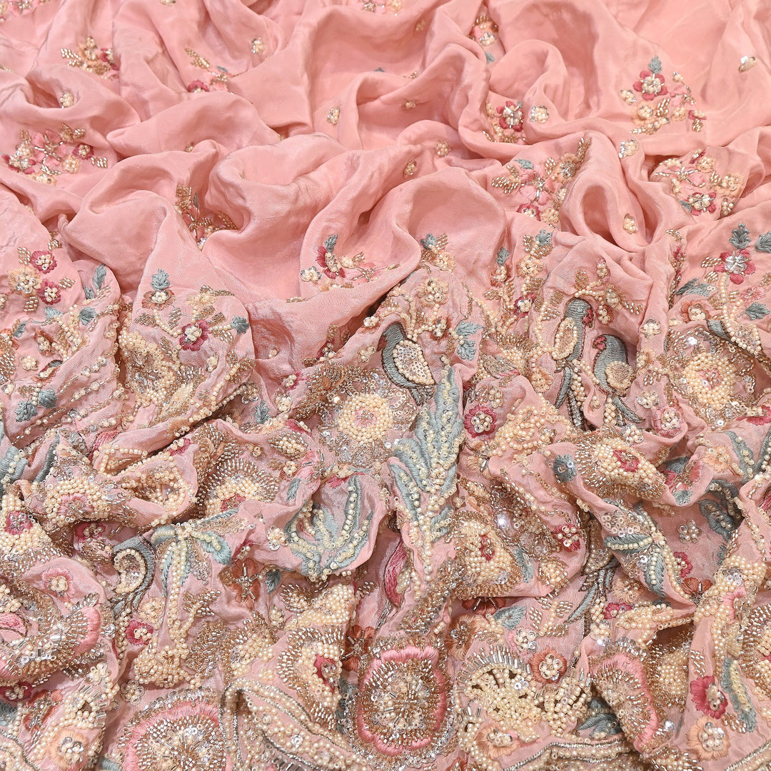Premium Crepe Moti & Sequence Embroidery Fabric | Designer Fabric - V2651C-5